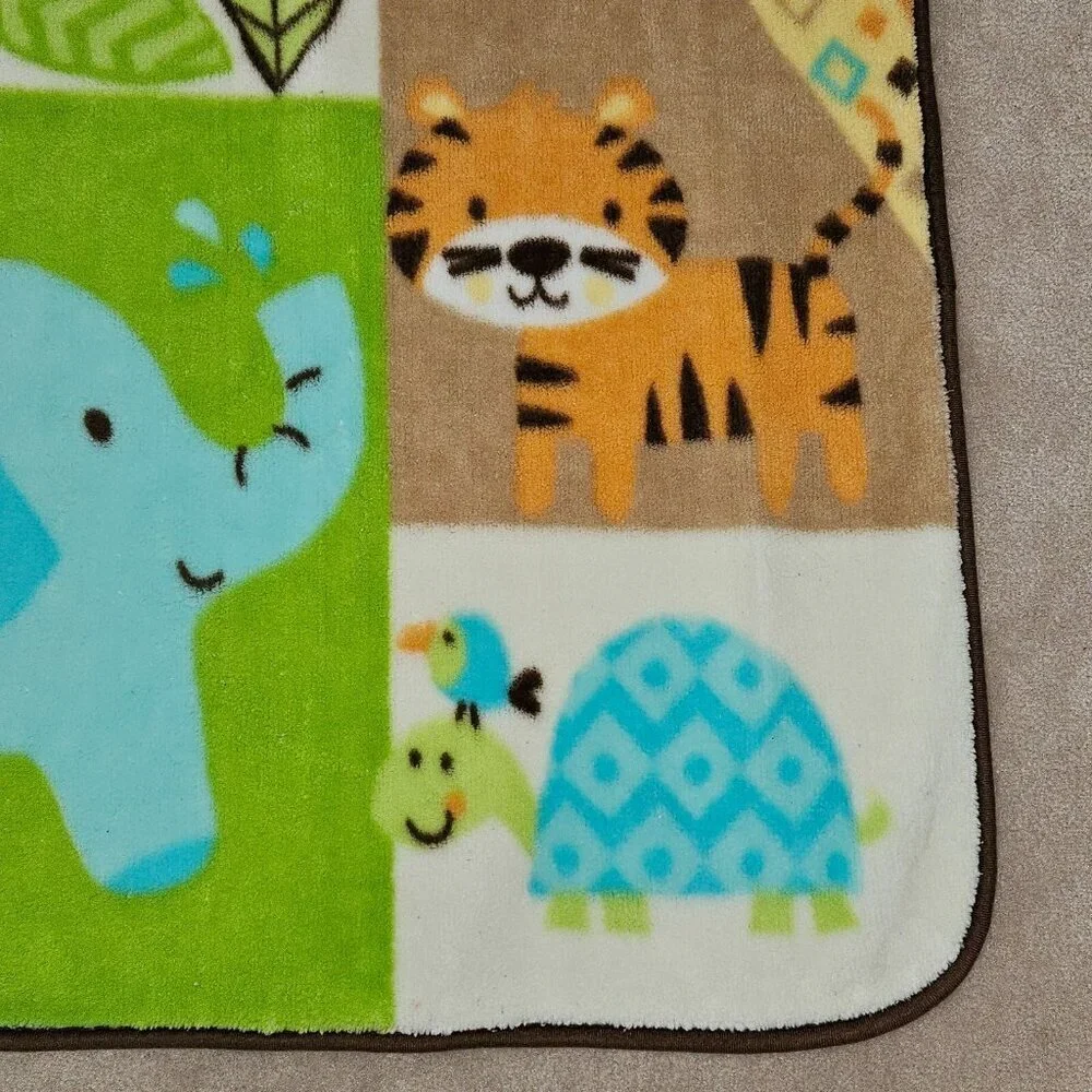 Garanimals Fleece Baby Blanket 30x45 Giraffe Elephant Monkey Tiger Turtle Bird